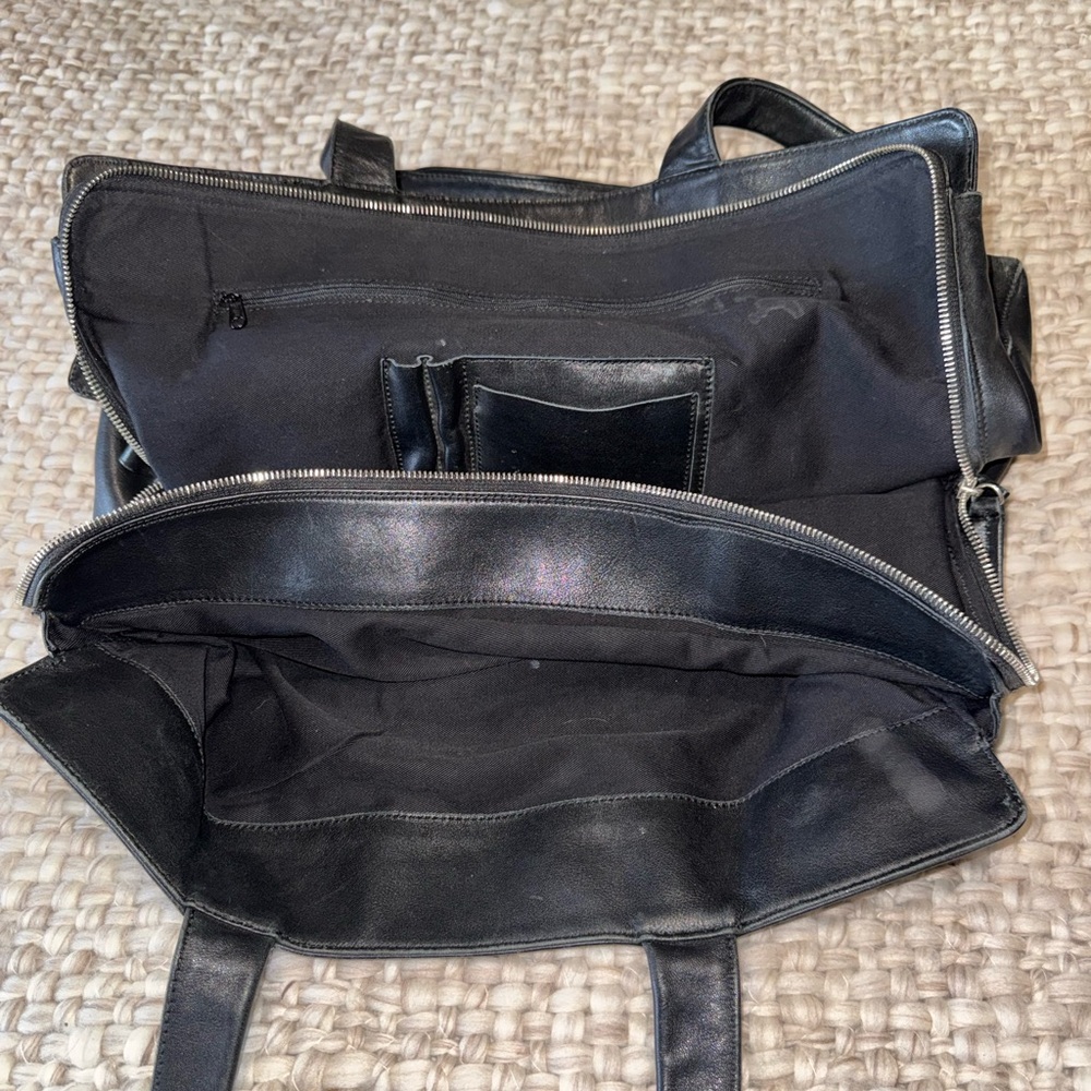 NICOLI Black Leather Men's Briefcase